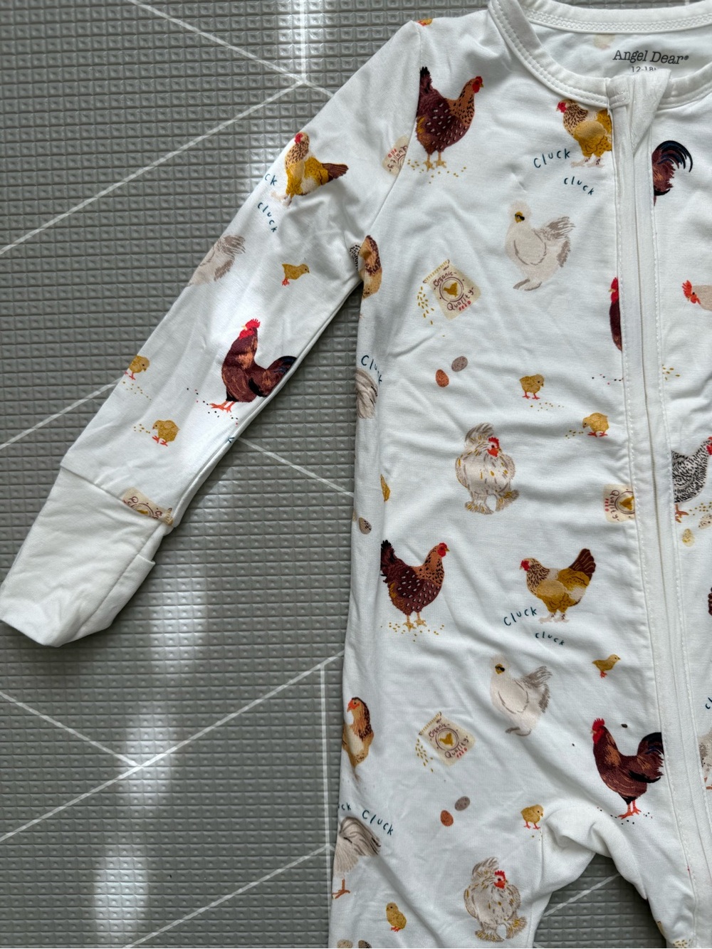Angel Dear|Baby gender neutral Bamboo White Chicken Print Pajamas footies,Farm• - Picture 3 of 15